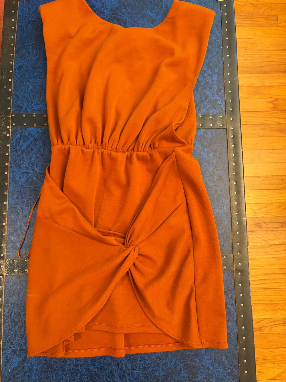 MAC Cosmetics Rust Orange Knot-Front Mini Dress